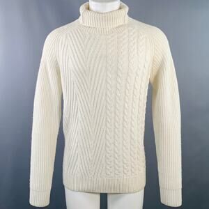HAIDER ACKERMANN Size M Cream Cable Knit Cashmere Turtleneck Sweater